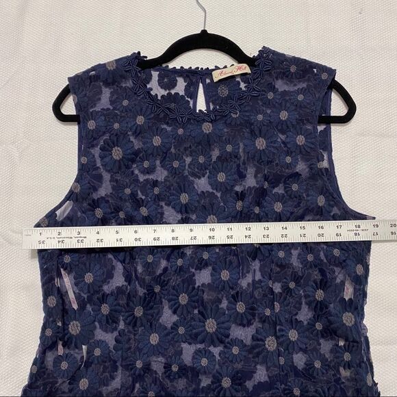 Alannah Hill‎ Navy Blue Daisy Sheer Top - Picture 2 of 9
